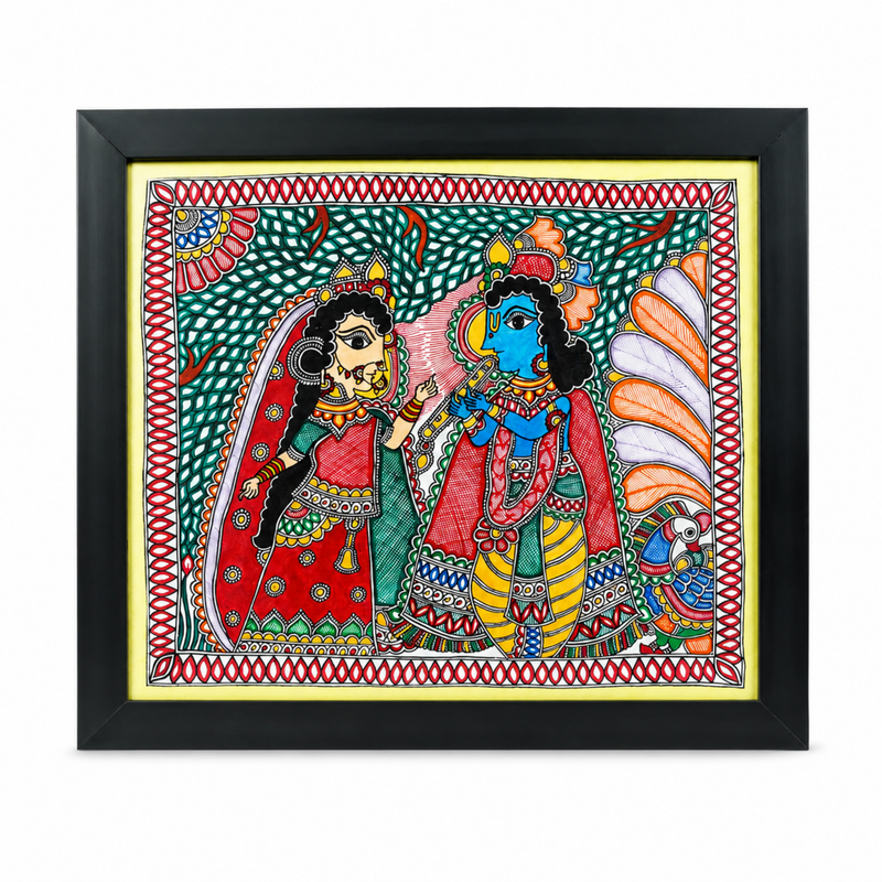 Radha Krishna Madhubani Painting 21”×20”