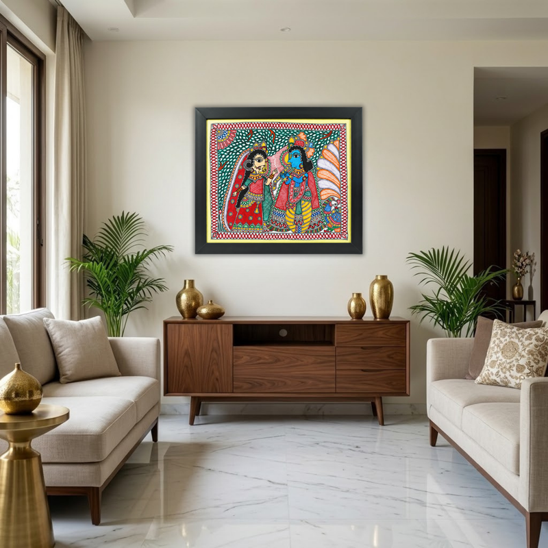 Radha Krishna Madhubani Painting 21”×20”