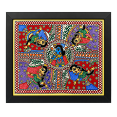 Krishna Radha Madhubani Painting 21”×19”