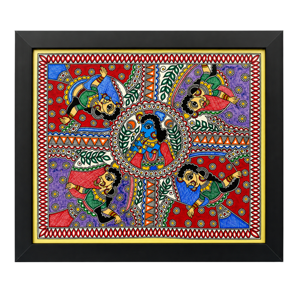 Krishna Radha Madhubani Painting 21”×19”