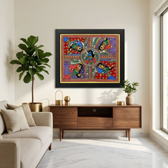 Krishna Radha Madhubani Painting 21”×19”