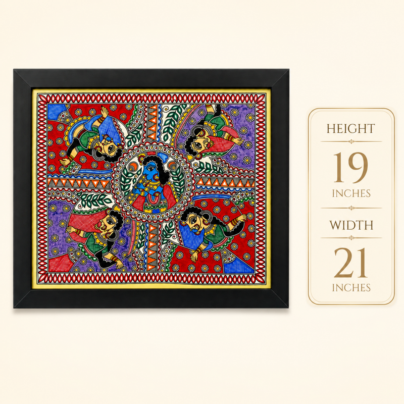 Krishna Radha Madhubani Painting 21”×19”