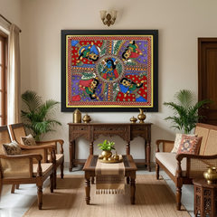 Krishna Radha Madhubani Painting 21”×19”