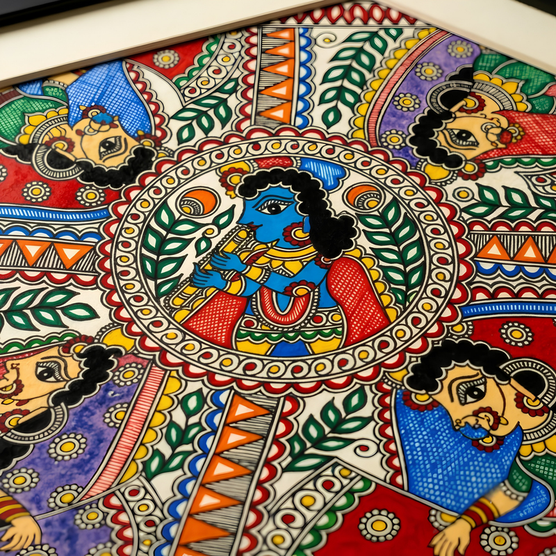 Krishna Radha Madhubani Painting 21”×19”