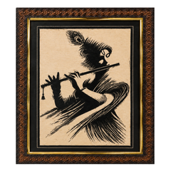 Flute Playing Lord Krishna Ceramic Etching Painting Photo Frame (9x11 Inch)