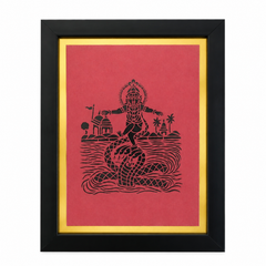 Krishna Milking Cow Sanjhi Art Frame