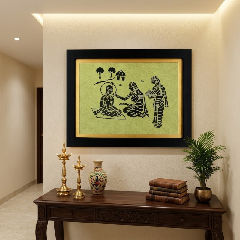 Yashoda Maiya Feeding Bal Krishna Sanjhi Art Frame