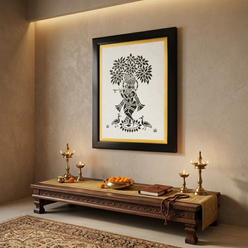 Yashoda Maiya Feeding Bal Krishna Sanjhi Art Frame