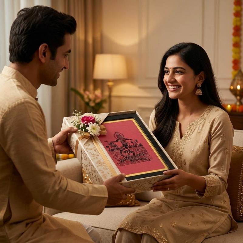 Yashoda Maiya Feeding Bal Krishna Sanjhi Art Frame