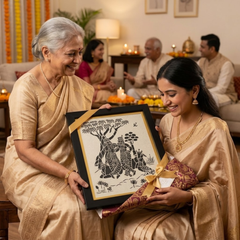 Divine Radha Krishna & Cow Sanjhi Art Frame