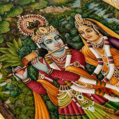 Radha Krishna Synthetic Real Gold Big Miniature Painting