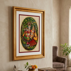 Radha Krishna Synthetic Real Gold Big Miniature Painting