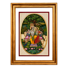 Radha Krishna Synthetic Real Gold Big Miniature Painting