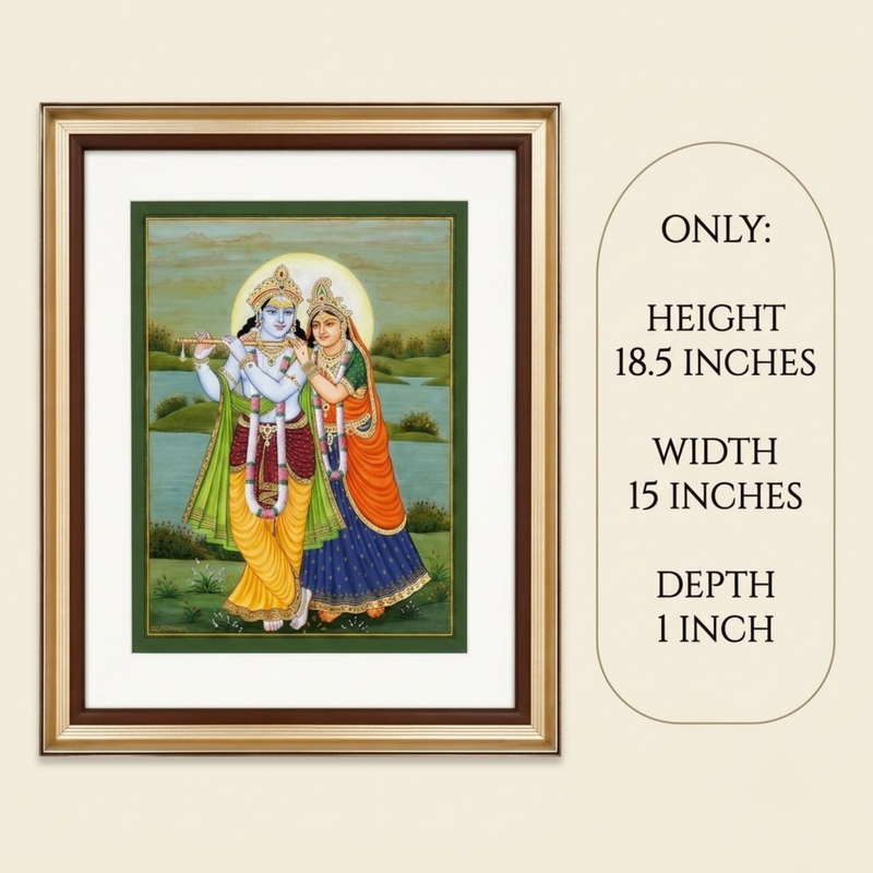 Radha Krishna Synthetic Real Gold Small Miniature Painting