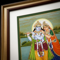 Radha Krishna Synthetic Real Gold Small Miniature Painting