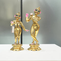 Solid Pure Brass Radha Krishna Divine Couple Deity Set 12 Inch