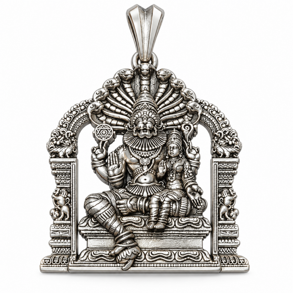 Pure Silver 925 Lakshmi Narasimha Swamy Antique Pendant