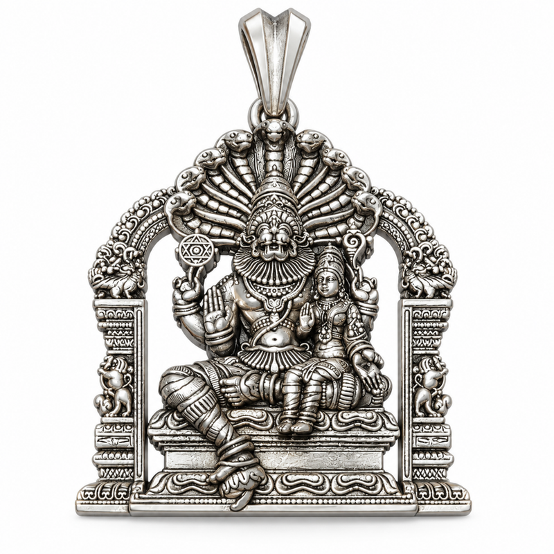 Pure Silver 925 Lakshmi Narasimha Swamy Antique Pendant