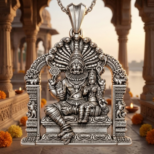 Pure Silver 925 Lakshmi Narasimha Swamy Antique Pendant