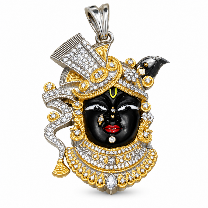 Pure Silver 925 Dual Tone Shrinathji Mukharvind Pendant