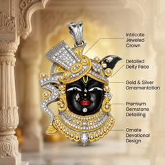 Pure Silver 925 Dual Tone Shrinathji Mukharvind Pendant