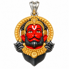 Pure Silver 925 Sindoori Anjaney Hanuman Ji Small Pendant
