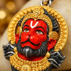 Pure Silver 925 Sindoori Anjaney Hanuman Ji Small Pendant