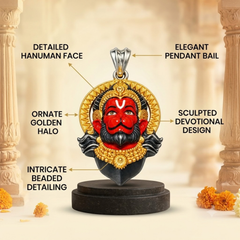 Pure Silver 925 Sindoori Anjaney Hanuman Ji Small Pendant
