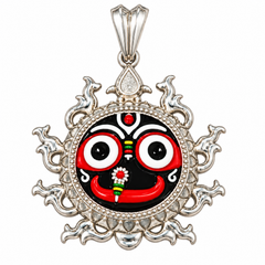 Pure Silver 925 Enameled Lord Jagannath Chakra Pendant