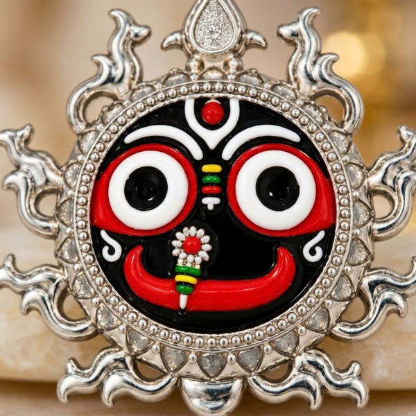 Pure Silver 925 Enameled Lord Jagannath Chakra Pendant