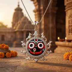 Pure Silver 925 Enameled Lord Jagannath Chakra Pendant