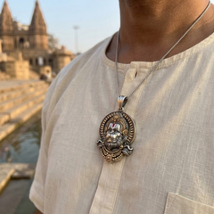Pure Silver 925 Dual Tone Anjaneya Hanuman Pendant