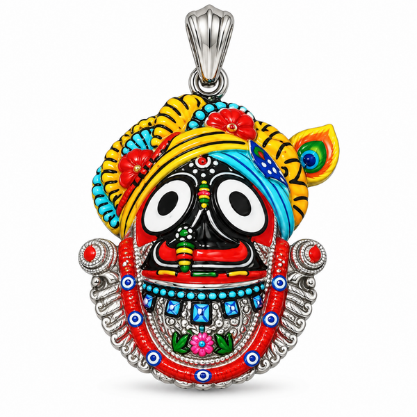 Pure Silver 925 Rajapur Jagannath Ji Colourful Pendant