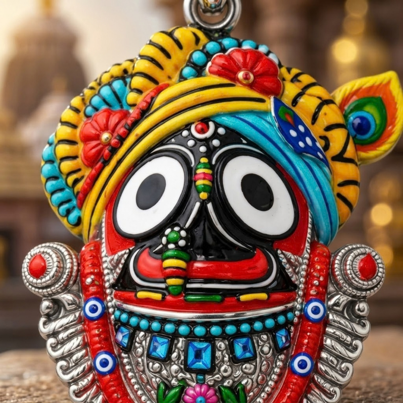 Pure Silver 925 Rajapur Jagannath Ji Colourful Pendant