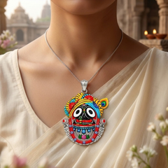 Pure Silver 925 Rajapur Jagannath Ji Colourful Pendant