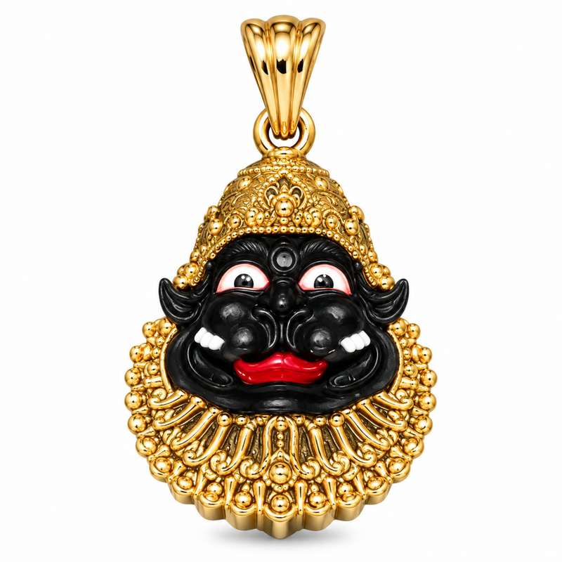 Pure Silver 925 Gold Plated Shanta Mukha Narasimha Small Pendant