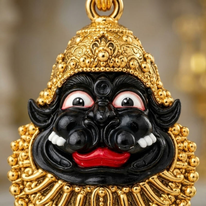 Pure Silver 925 Gold Plated Shanta Mukha Narasimha Small Pendant