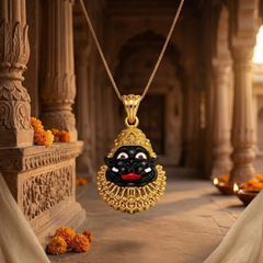 Pure Silver 925 Gold Plated Shanta Mukha Narasimha Small Pendant