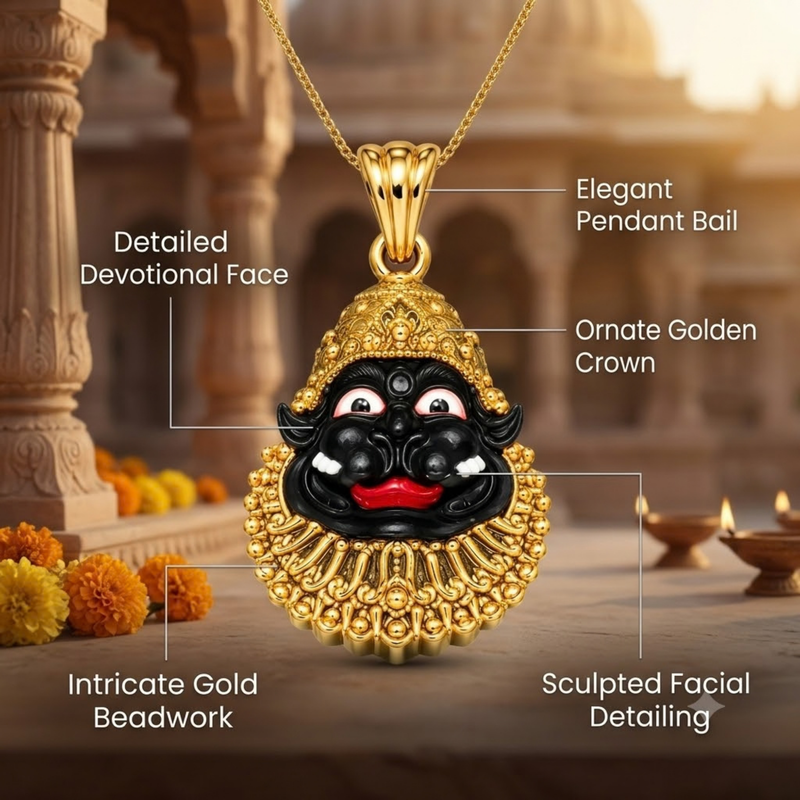 Pure Silver 925 Gold Plated Shanta Mukha Narasimha Small Pendant