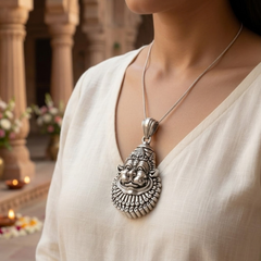 Pure Silver 925 Shanta Mukha Narasimha Small Pendant
