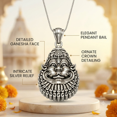 Pure Silver 925 Shanta Mukha Narasimha Small Pendant