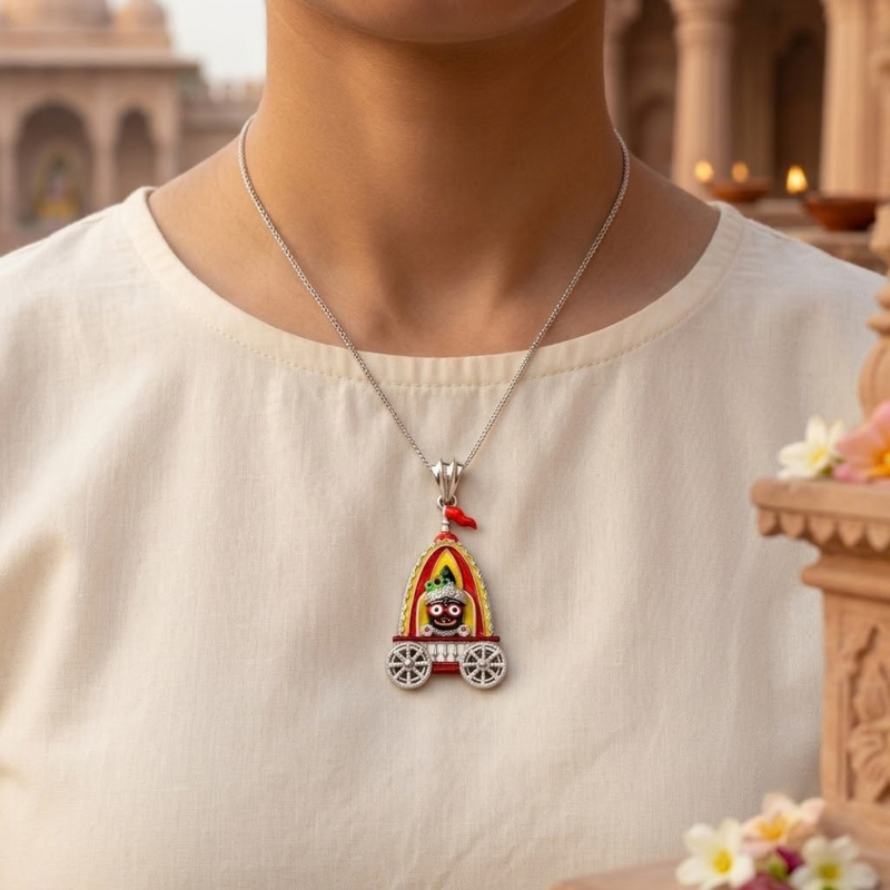 Pure Silver 925 Large Rath Jagannath Ji Pendant