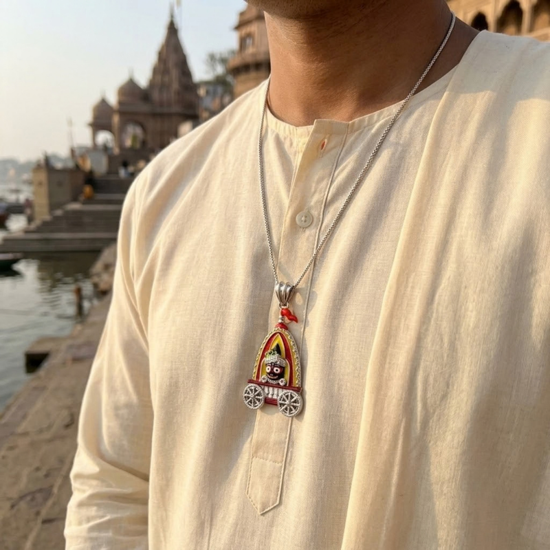 Pure Silver 925 Large Rath Jagannath Ji Pendant
