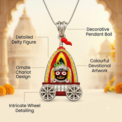 Pure Silver 925 Large Rath Jagannath Ji Pendant