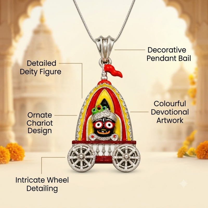 Pure Silver 925 Large Rath Jagannath Ji Pendant