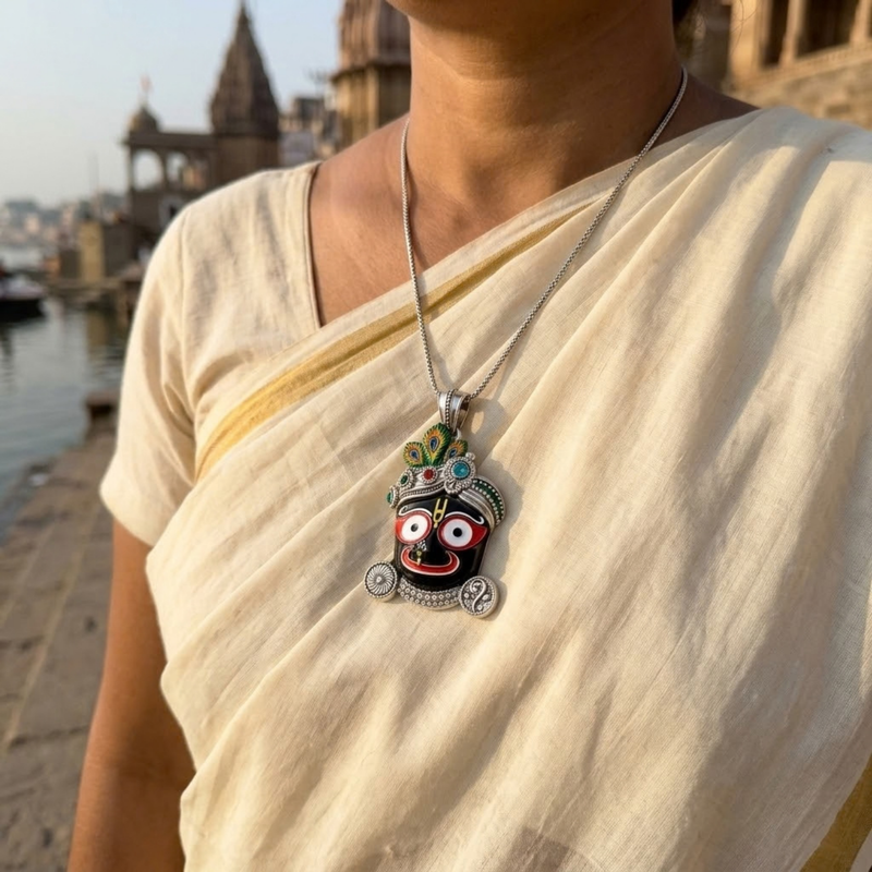 Pure Silver 925 Shri Ekatva Jagannath Ji Pendant