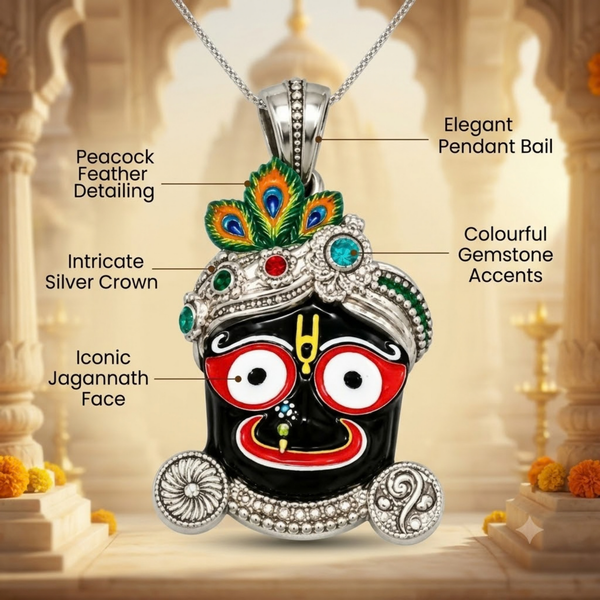 Pure Silver 925 Shri Ekatva Jagannath Ji Pendant