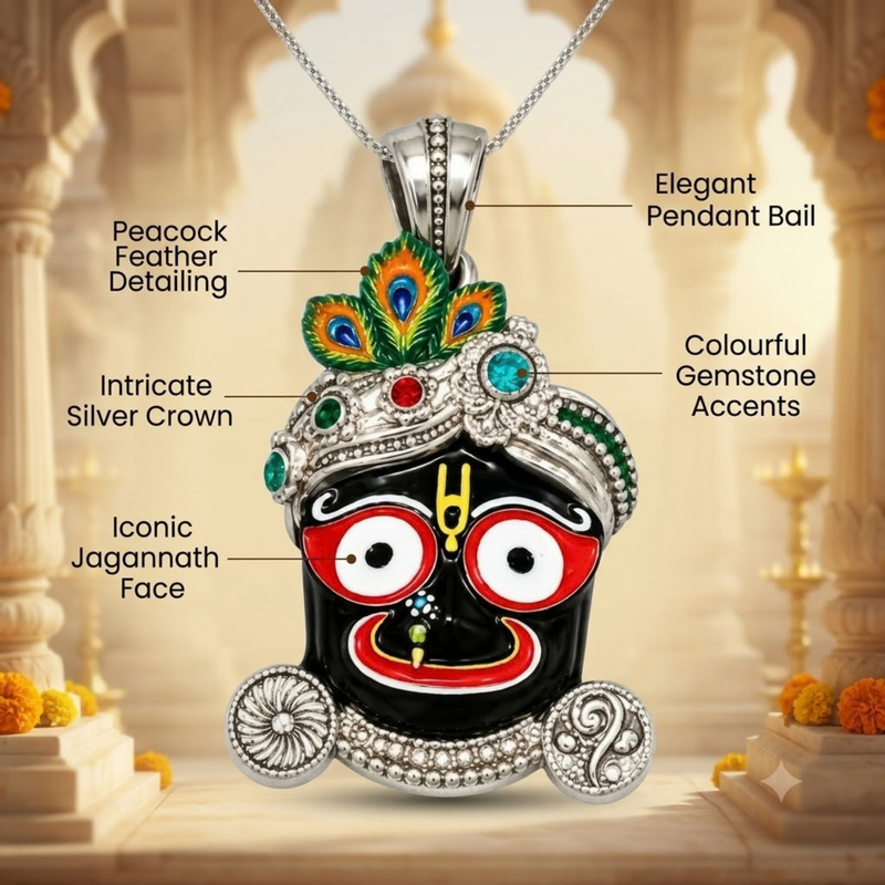 Pure Silver 925 Shri Ekatva Jagannath Ji Pendant