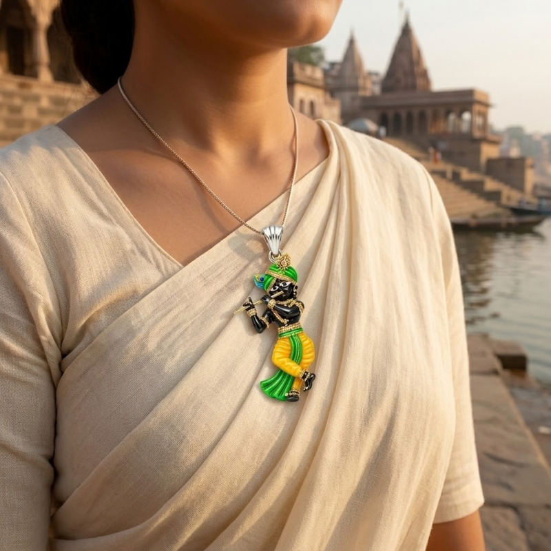 Pure Silver 925 Shri Radharaman Ji Small Pendant