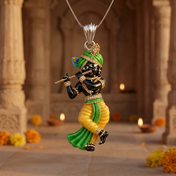 Pure Silver 925 Shri Radharaman Ji Small Pendant
